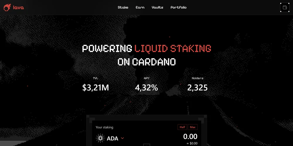 Lava staking application interface